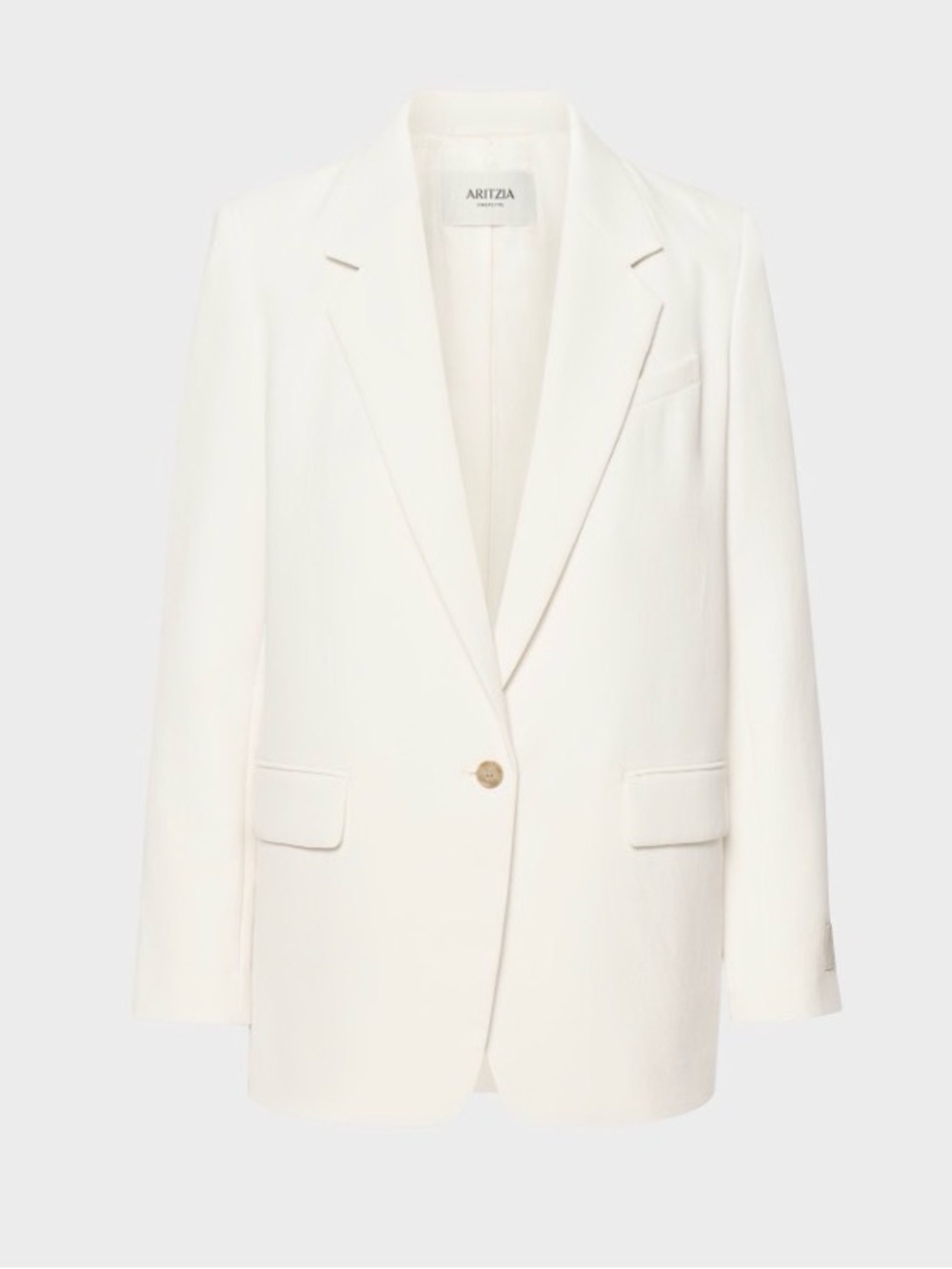 Aritzia Crepette White Single-Button Tailored Blazer